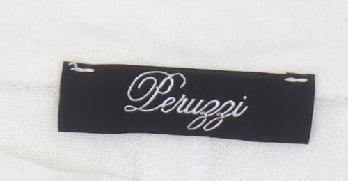 Peruzzi Women’s White Linen Tunic Blouse Size S 3/4 Sleeve Relaxed Fit