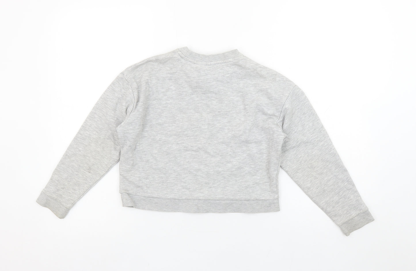ELLE Girls Grey Pullover Logo Sweatshirt Size 8 Years Crew Neck Cotton Blend