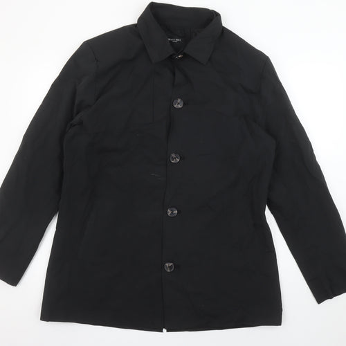 Brave Soul Men's Black Mid-Length Polyester Overcoat L Regular Fit
