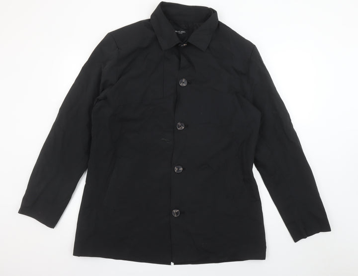 Brave Soul Men's Black Mid-Length Polyester Overcoat L Regular Fit