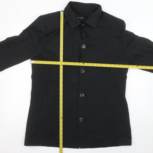 Brave Soul Men's Black Mid-Length Polyester Overcoat L Regular Fit