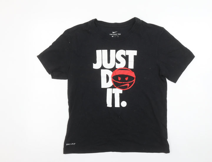 Nike Men's Black Dri-Fit 'Just Do It' Crew Neck Short Sleeve T-Shirt Size S