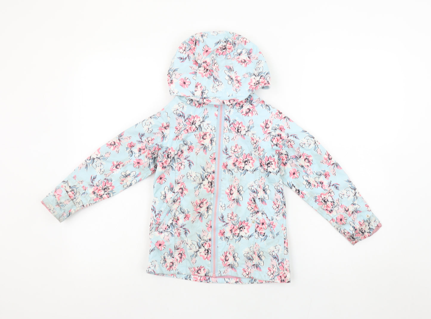 Gelert Girls Blue Floral Hooded Rain Coat Jacket 5-6 Years Water Resistant