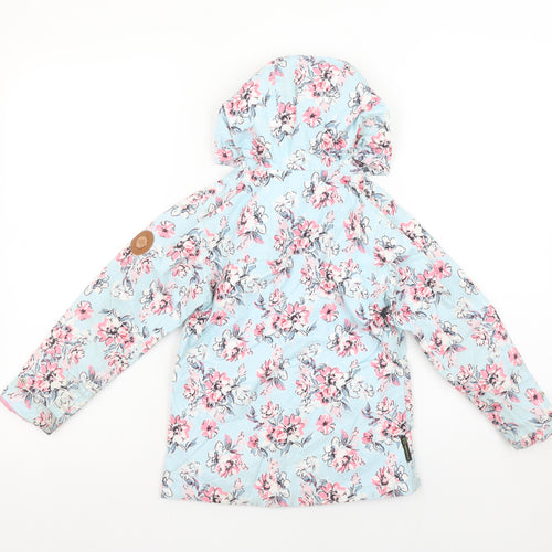 Gelert Girls Blue Floral Hooded Rain Coat Jacket 5-6 Years Water Resistant
