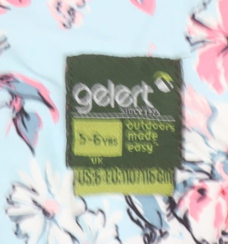Gelert Girls Blue Floral Hooded Rain Coat Jacket 5-6 Years Water Resistant