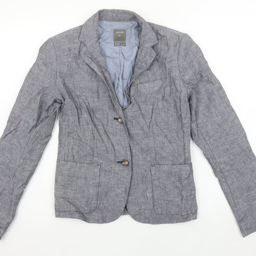 Gap Women's Grey Linen Blend Single-Breasted Blazer UK 8