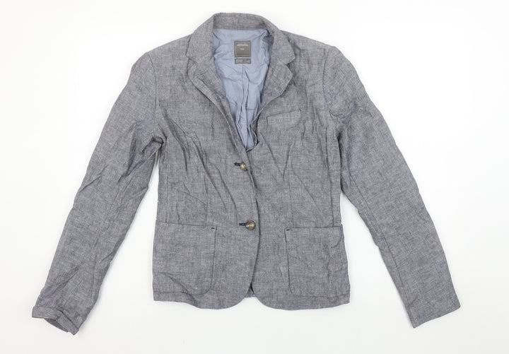 Gap Women's Grey Linen Blend Single-Breasted Blazer UK 8