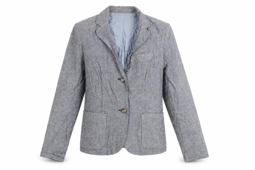Front view of Gap Women's Grey Linen Blend Single-Breasted Blazer UK 8