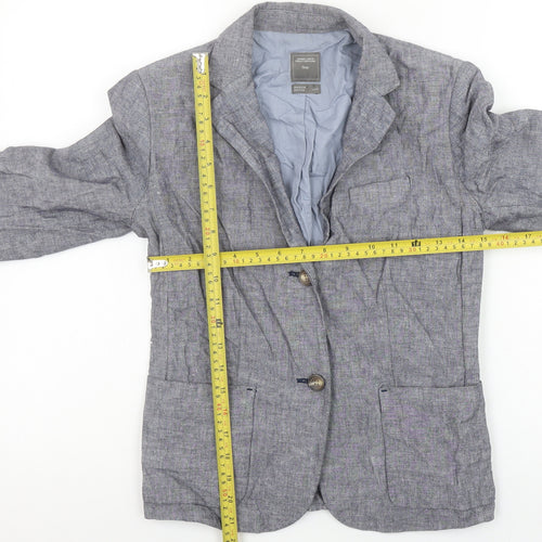 Gap Women's Grey Linen Blend Single-Breasted Blazer UK 8