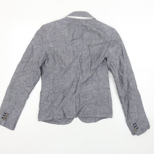 Gap Women's Grey Linen Blend Single-Breasted Blazer UK 8