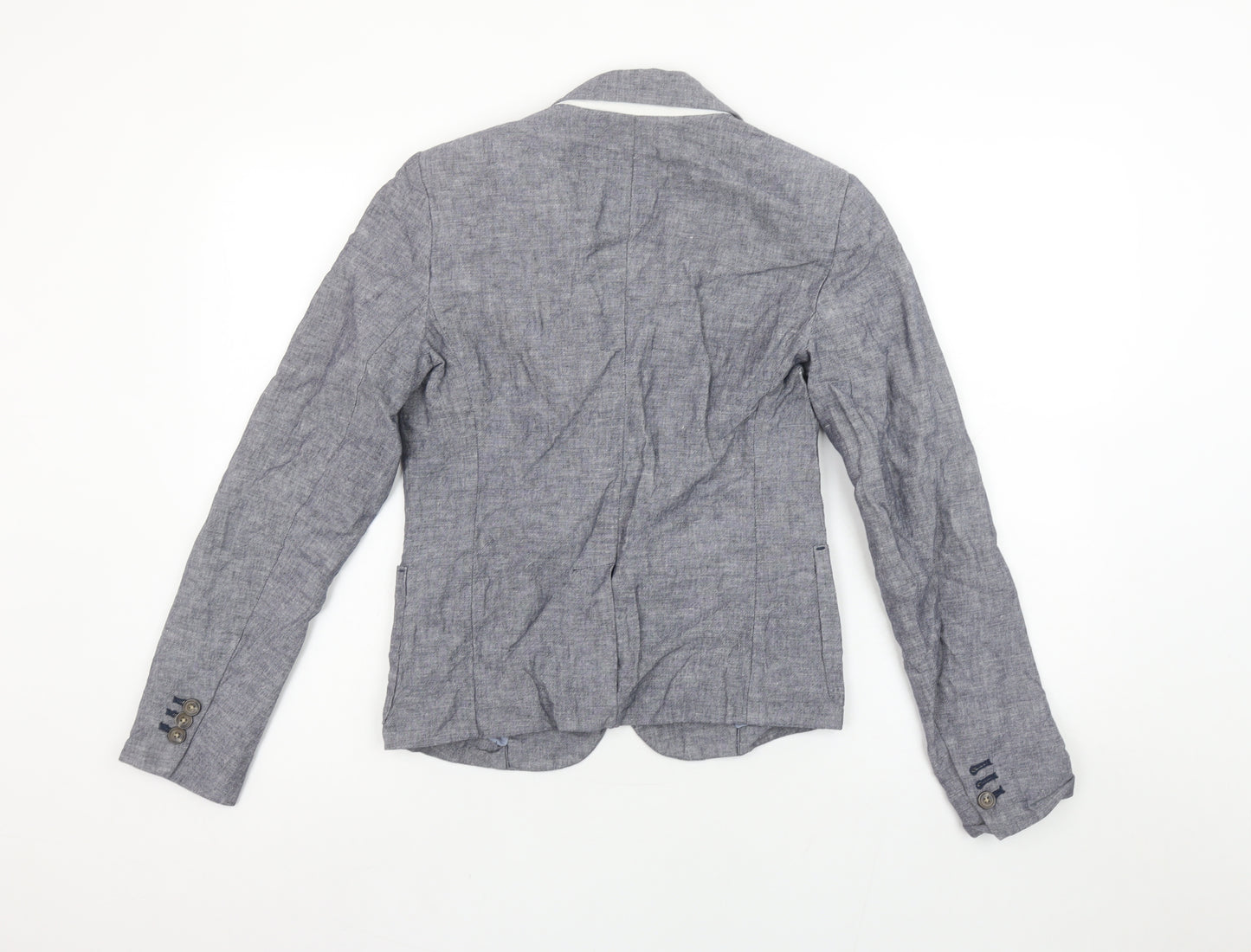 Gap Women's Grey Linen Blend Single-Breasted Blazer UK 8
