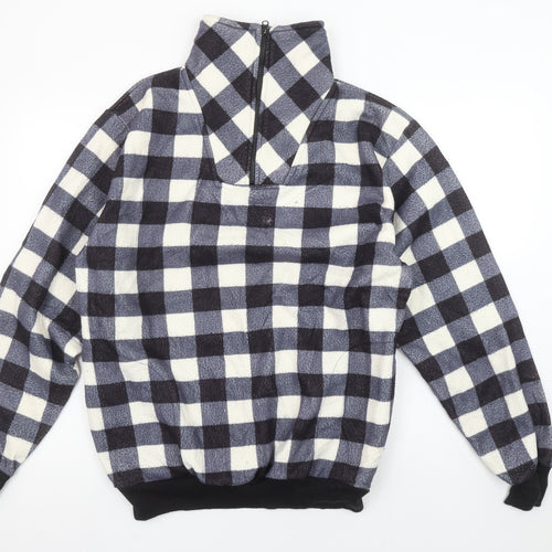 Stats Men's Black Check Fleece 1/4 Zip Pullover Sweatshirt XL