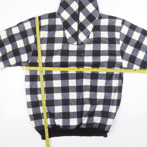 Stats Men's Black Check Fleece 1/4 Zip Pullover Sweatshirt XL