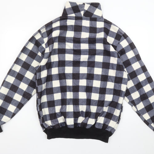 Stats Men's Black Check Fleece 1/4 Zip Pullover Sweatshirt XL