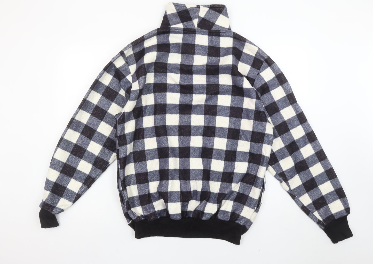 Stats Men's Black Check Fleece 1/4 Zip Pullover Sweatshirt XL