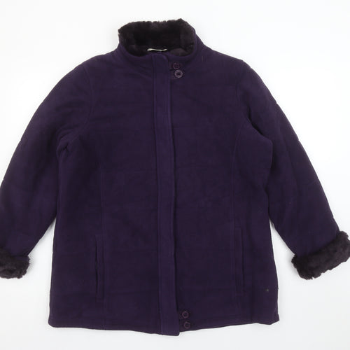 Marks and Spencer Womens Purple Fleece Fur Trim Coat Size 16