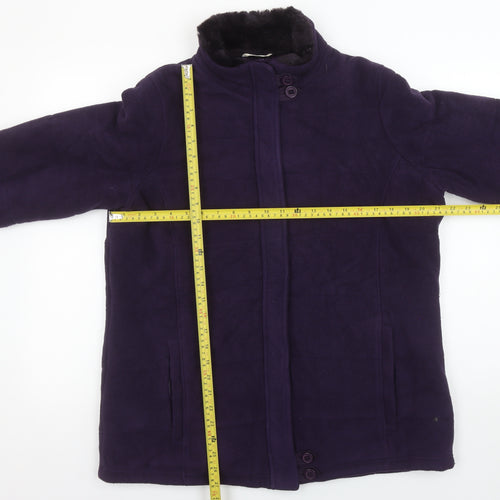 Marks and Spencer Womens Purple Fleece Fur Trim Coat Size 16