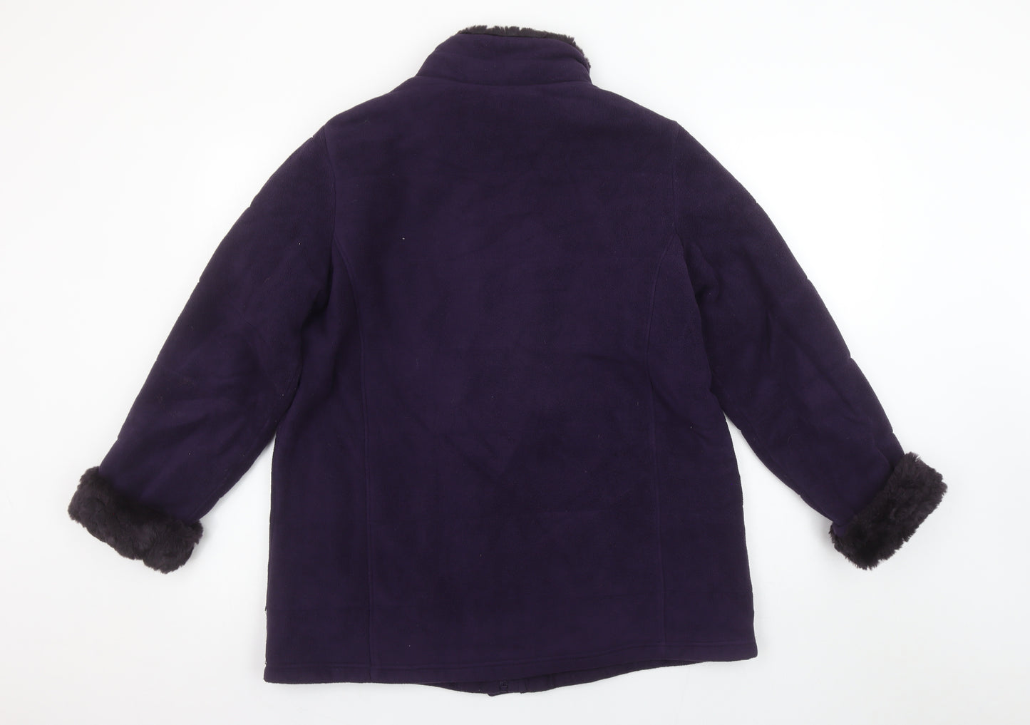Marks and Spencer Womens Purple Fleece Fur Trim Coat Size 16