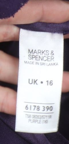 Marks and Spencer Womens Purple Fleece Fur Trim Coat Size 16