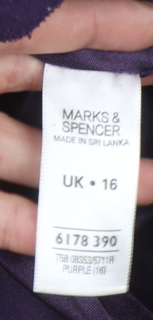 Marks and Spencer Womens Purple Fleece Fur Trim Coat Size 16