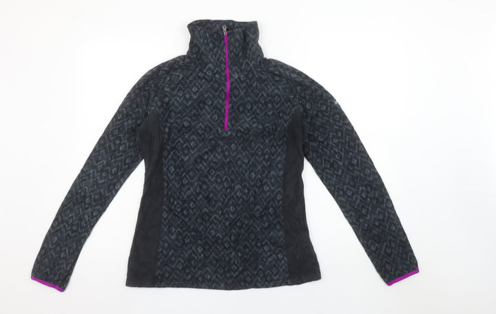 Columbia Women Black Geometric 1/2 Zip Pullover Fleece Sweatshirt M
