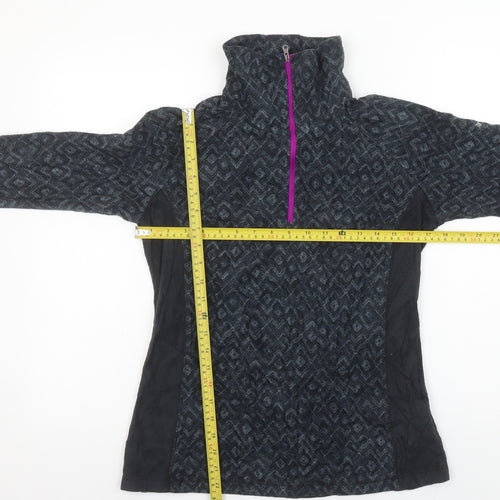 Columbia Women Black Geometric 1/2 Zip Pullover Fleece Sweatshirt M