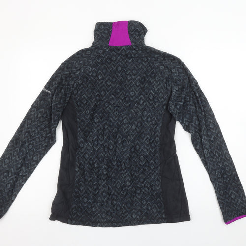 Columbia Women Black Geometric 1/2 Zip Pullover Fleece Sweatshirt M