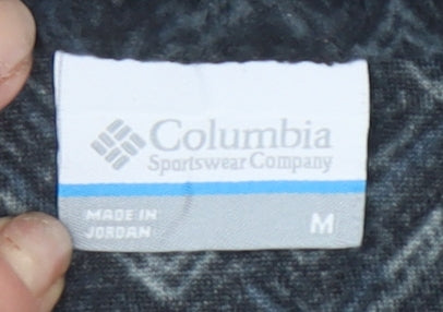 Columbia Women Black Geometric 1/2 Zip Pullover Fleece Sweatshirt M