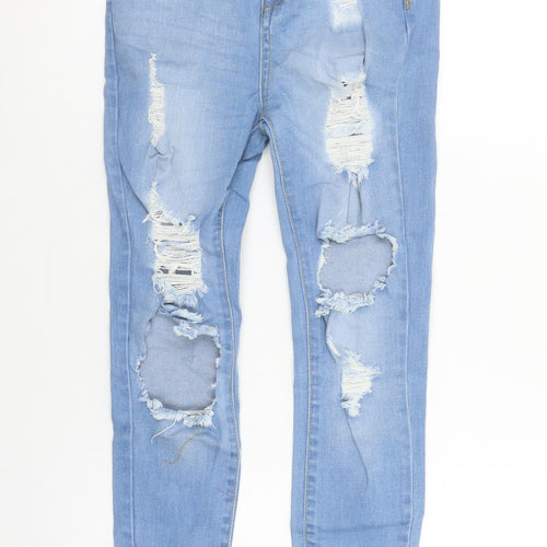 Boohoo Women’s Blue Petite UK 4 Distressed Skinny Jeans