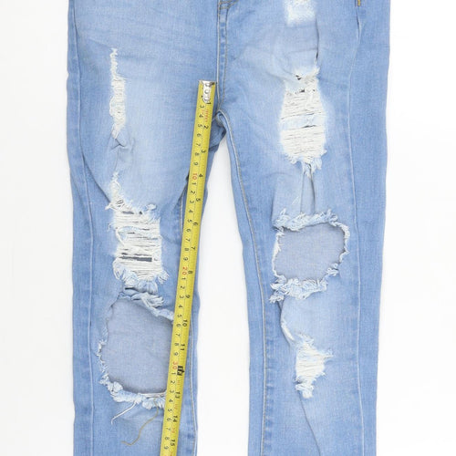 Boohoo Women’s Blue Petite UK 4 Distressed Skinny Jeans