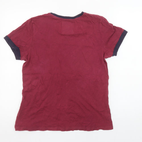 Superdry Women's Red Cotton Vintage Print T-Shirt UK 12