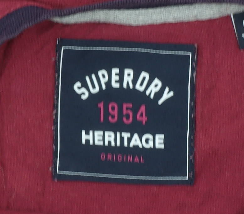 Superdry Women's Red Cotton Vintage Print T-Shirt UK 12