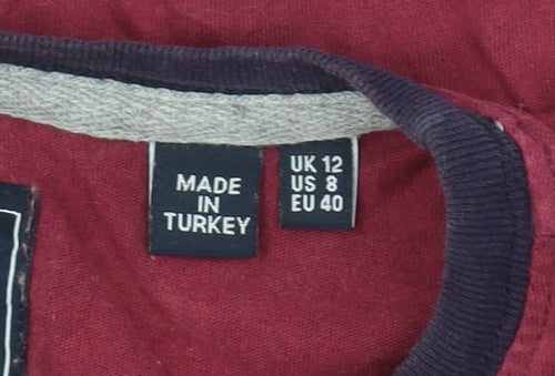 Superdry Women's Red Cotton Vintage Print T-Shirt UK 12