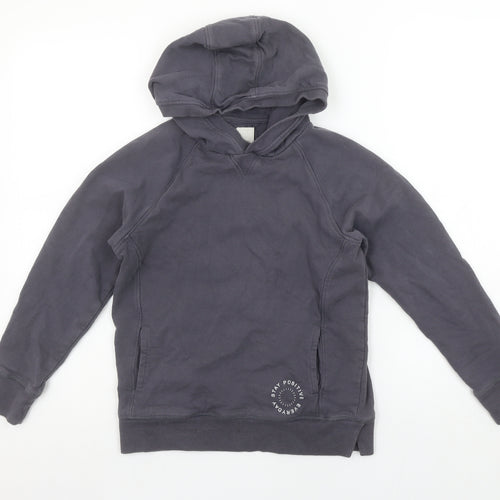 John Lewis Boys Grey Pullover Hoodie 9 Years 100% Cotton Stay Positive Print
