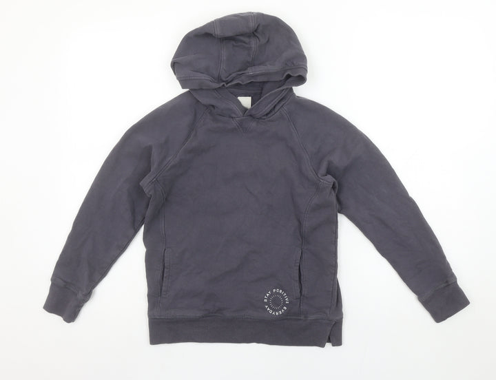 John Lewis Boys Grey Pullover Hoodie 9 Years 100% Cotton Stay Positive Print