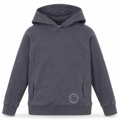 John Lewis Boys Grey Pullover Hoodie 9 Years 100% Cotton Stay Positive Print