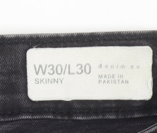 Denim Co Men's Black Skinny Jeans W30 L30 Slim Fit