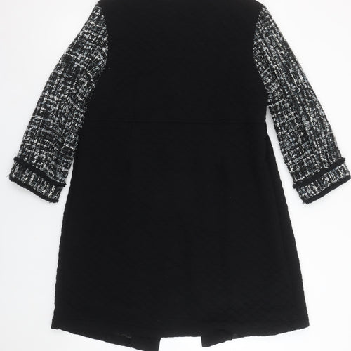 Luckylu Womens Black Tweed Sleeve Mid-Length Coat XL