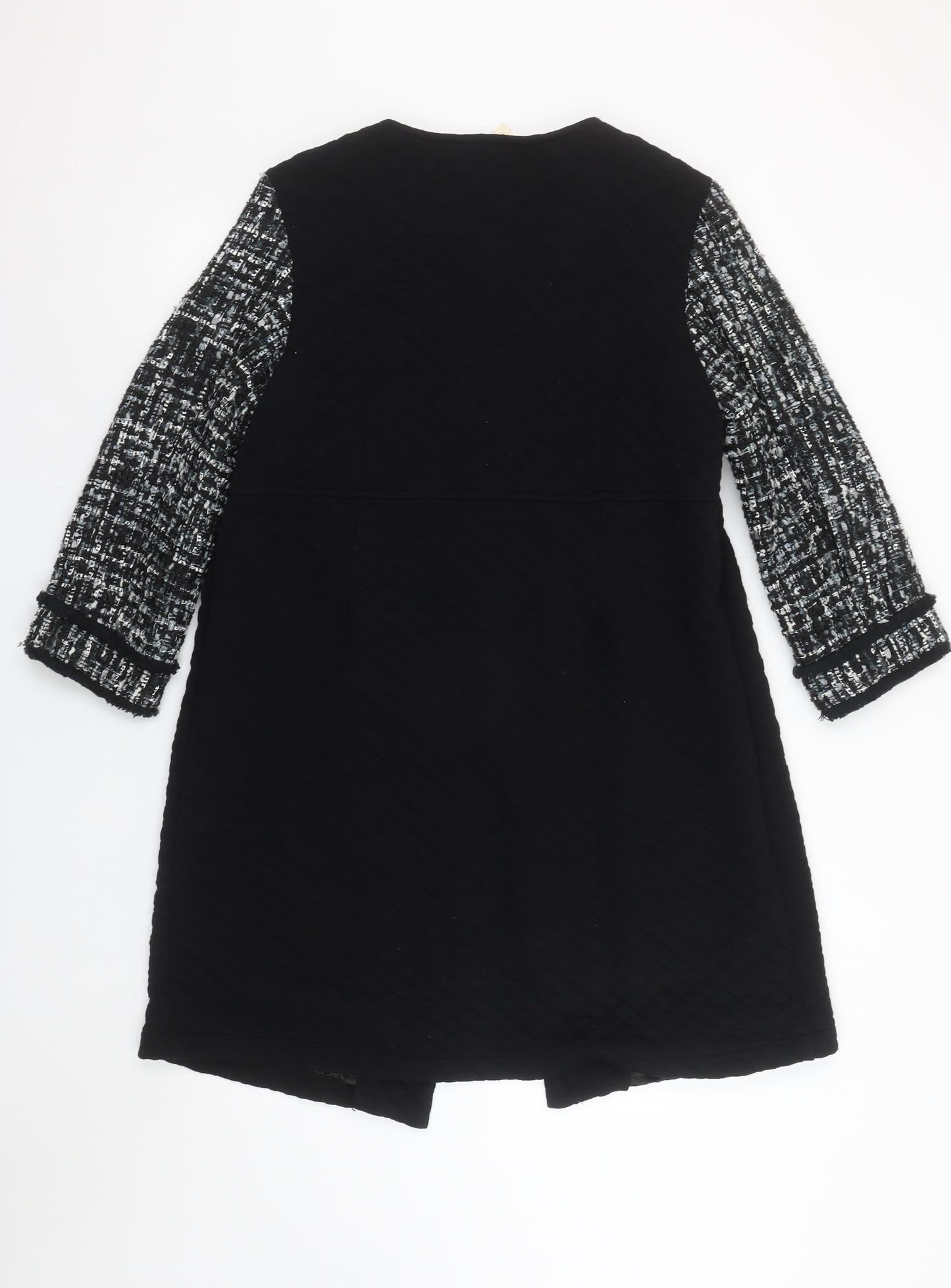 Luckylu Womens Black Tweed Sleeve Mid-Length Coat XL