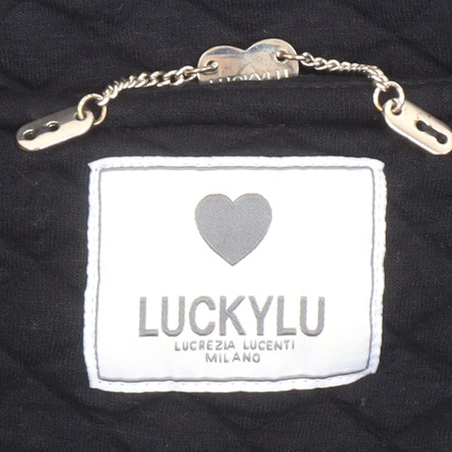 Luckylu Womens Black Tweed Sleeve Mid-Length Coat XL