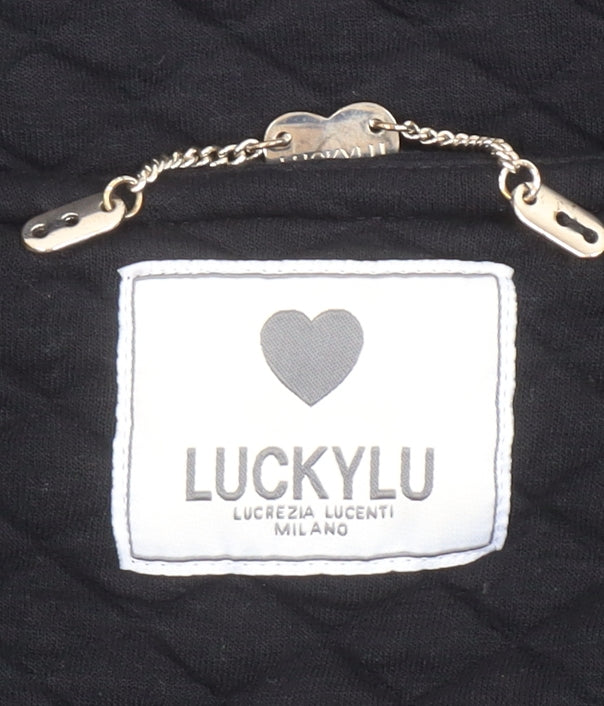 Luckylu Womens Black Tweed Sleeve Mid-Length Coat XL