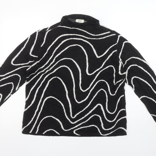 Jacqueline de Yong Women's Black L Mock Neck Geometric Knit Jumper