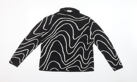 Jacqueline de Yong Women's Black L Mock Neck Geometric Knit Jumper