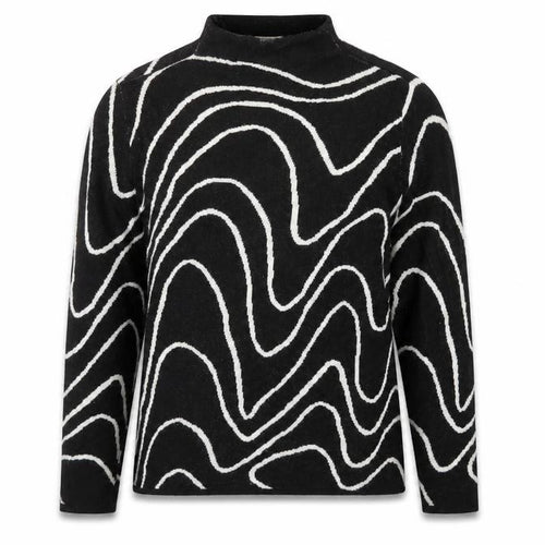 Jacqueline de Yong Women's Black L Mock Neck Geometric Knit Jumper