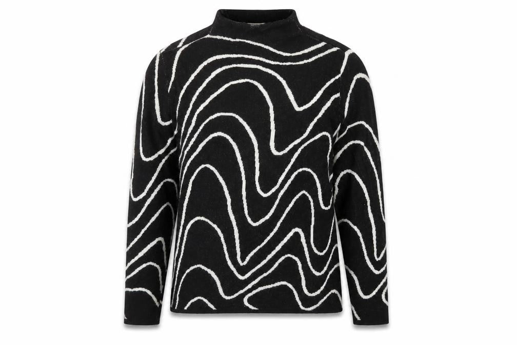 Jacqueline de Yong Women's Black L Mock Neck Geometric Knit Jumper