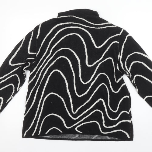 Jacqueline de Yong Women's Black L Mock Neck Geometric Knit Jumper