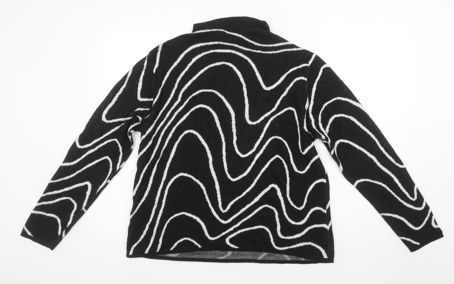 Jacqueline de Yong Women's Black L Mock Neck Geometric Knit Jumper