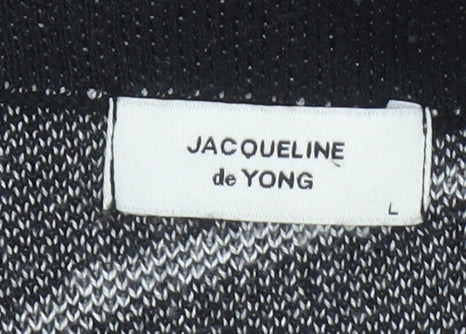 Jacqueline de Yong Women's Black L Mock Neck Geometric Knit Jumper