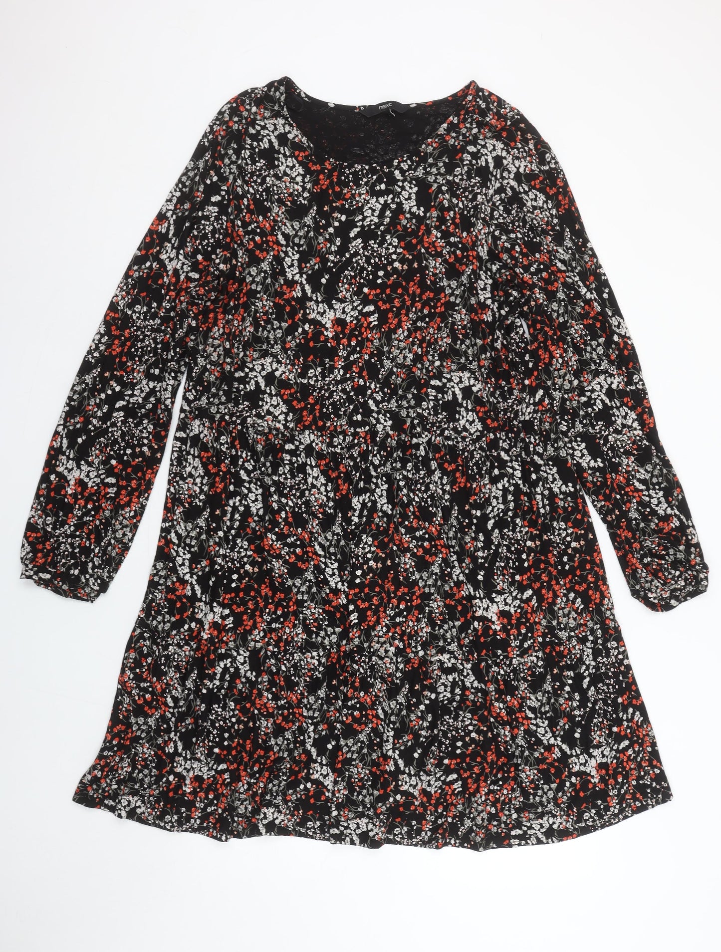 Next Women Multicoloured Floral Shift Dress Size L Long Sleeve