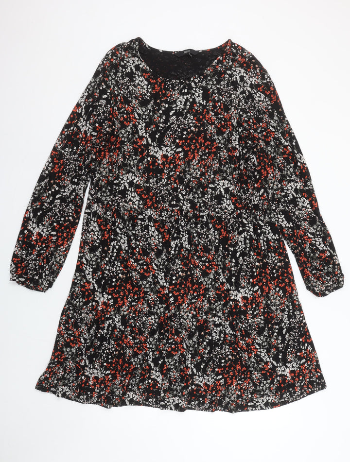 Next Women Multicoloured Floral Shift Dress Size L Long Sleeve